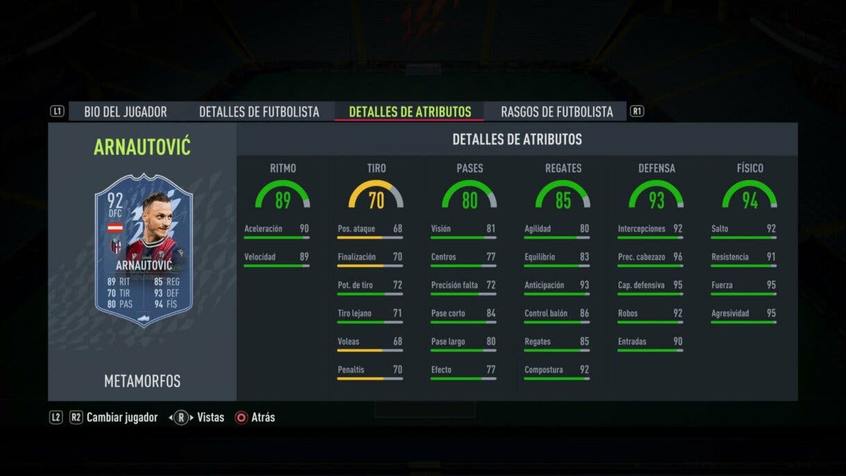 Stats in game Arnautovic Shapeshifters FIFA 22 Ultimate Team
