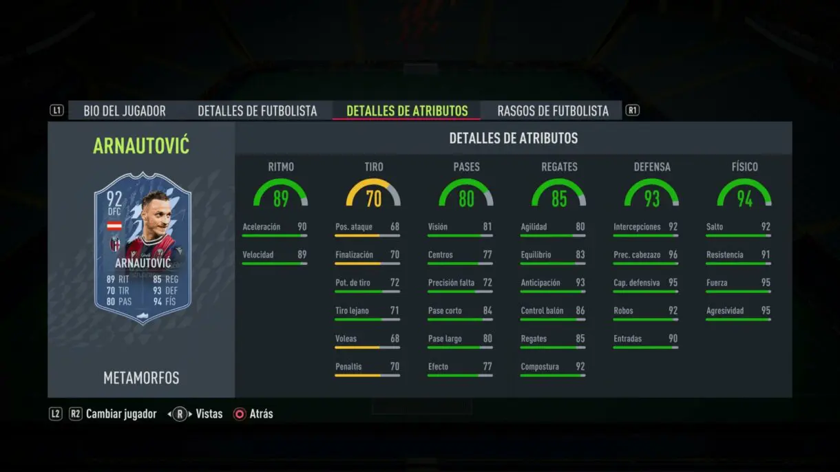 Stats in game Arnautovic Shapeshifters FIFA 22 Ultimate Team