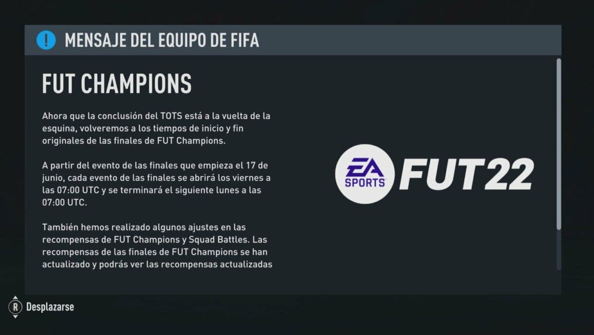 Comunicado EA Sports sobre los cambios de FUT Champions y Squad Battles FIFA 22 Ultimate Team