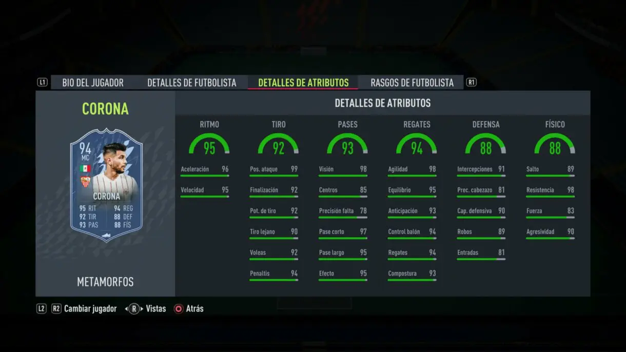Stats in game Corona Shapeshifters FIFA 22 Ultimate Team