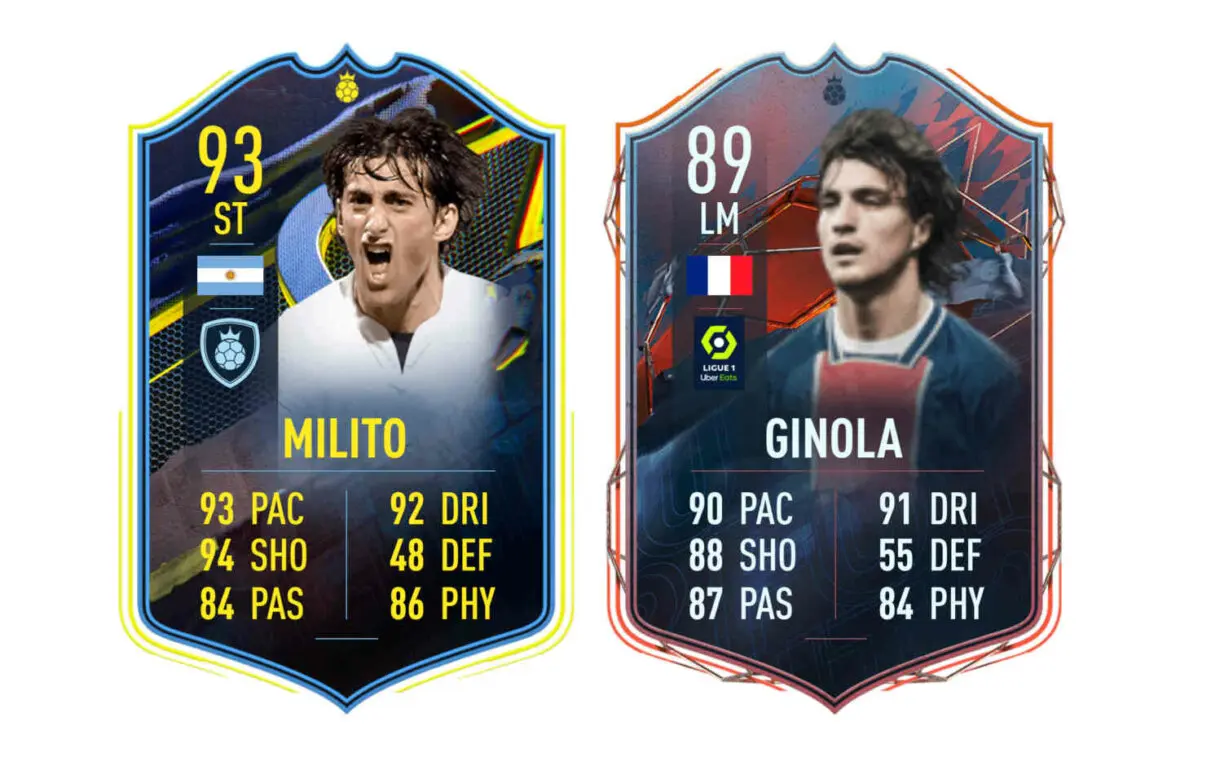 Cartas Ginola FUT Heroes y Diego Milito FUT Heroes Captains FIFA 22 Ultimate Team