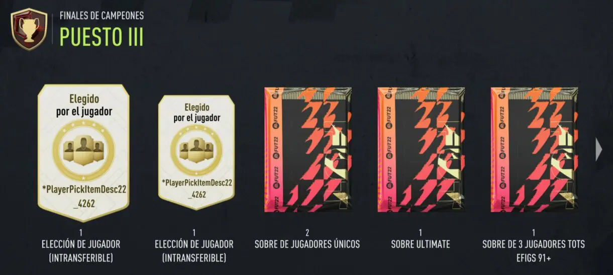 Recompensas Rango 3 FUT Champions durante el TOTS Ultimate FIFA 22 Ultimate Team