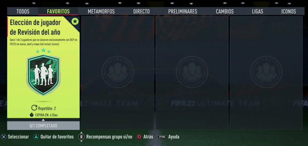 SBC "Elección de jugador de Revisión del año" FIFA 22 Ultimate Team