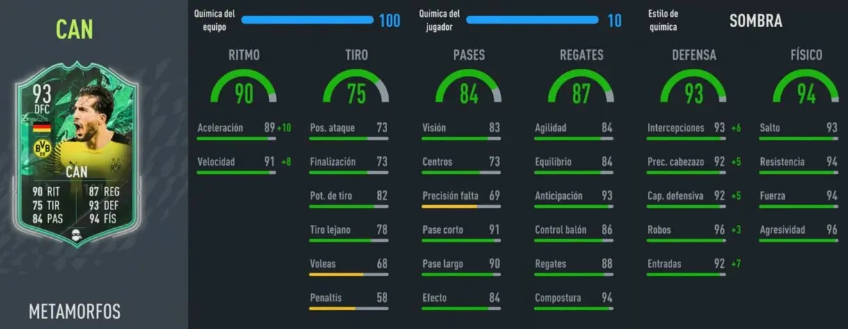 Stats in game Emre Can Shapeshifters FIFA 22 Ultimate Team