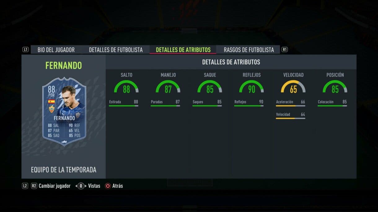 Stats in game Fernando Showdown FIFA 22 Ultimate Team