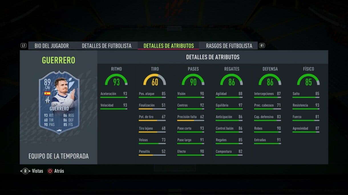 Stats in game Guerrero Showdown FIFA 22 Ultimate Team