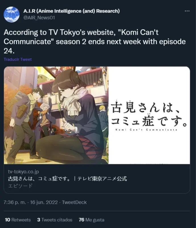 komi cant communicate s2 episodios