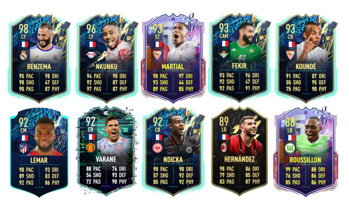 Links naranjas Francia Gouiri TOTS Moments FIFA 22 Ultimate Team