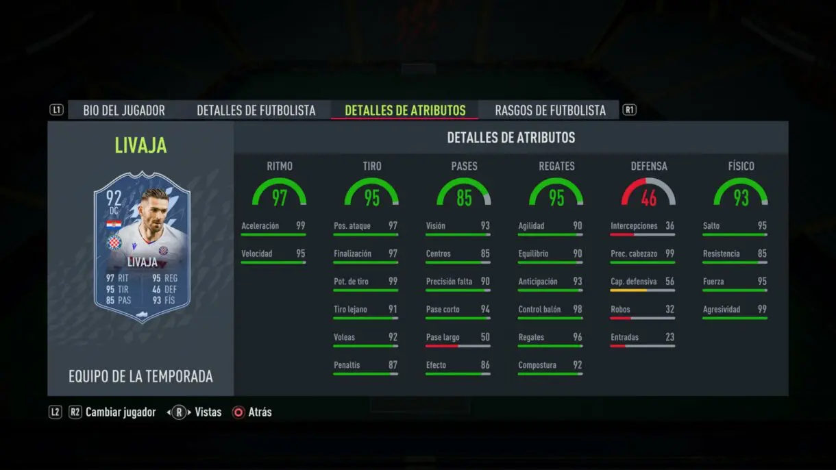 Stats in game Livaja Showdown FIFA 22 Ultimate Team