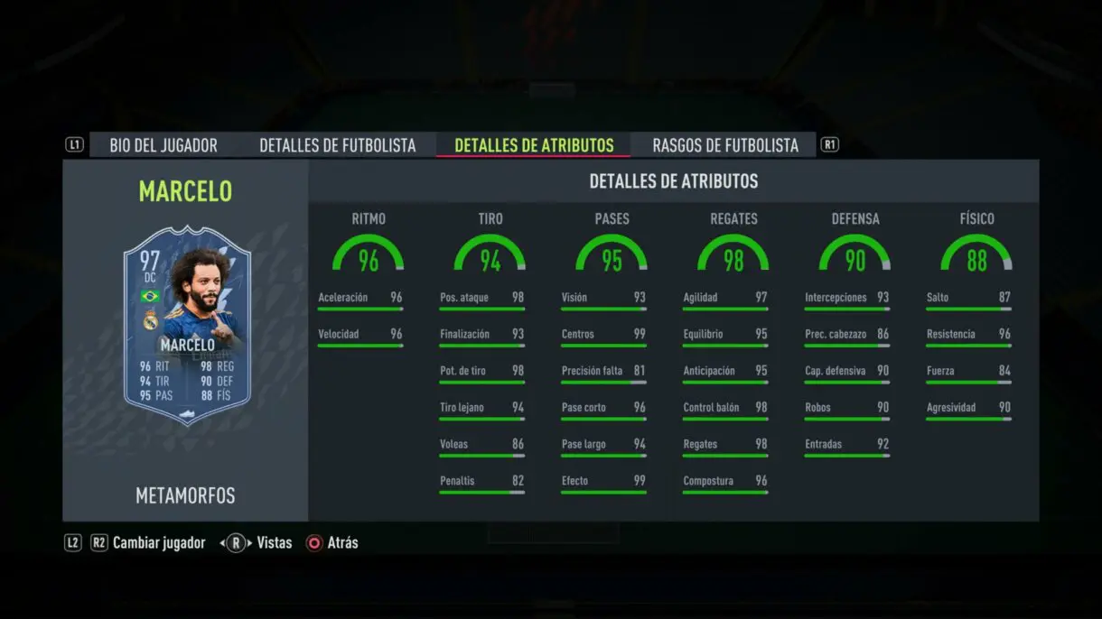 Stats in game Marcelo Shapeshifters FIFA 22 Ultimate Team