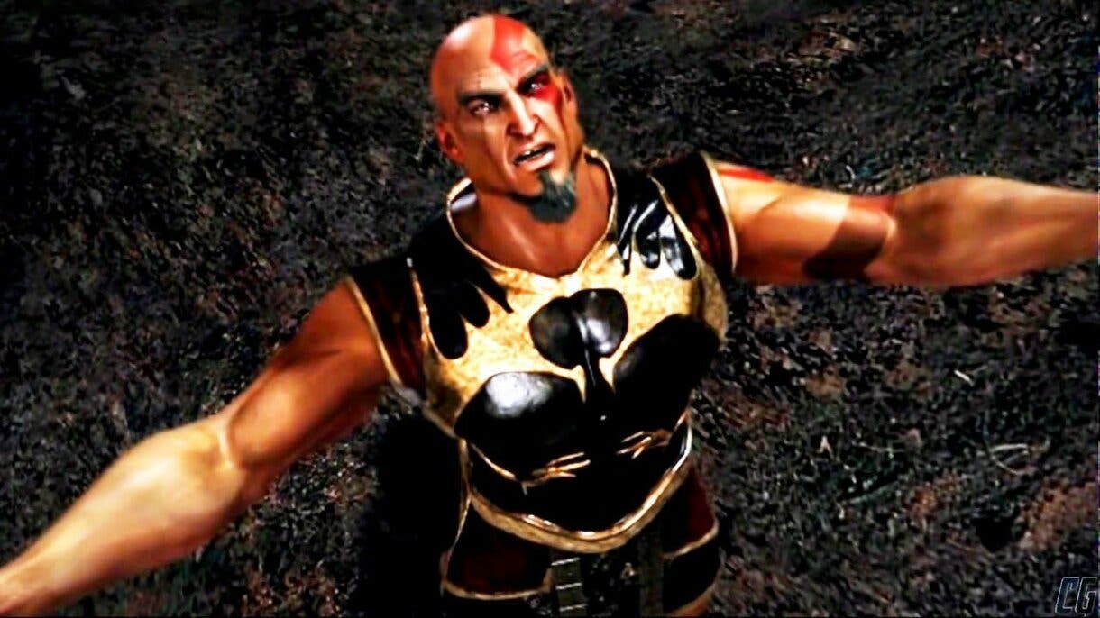 En la imagen se puede ver el color de piel de Kratos antes de su maldición