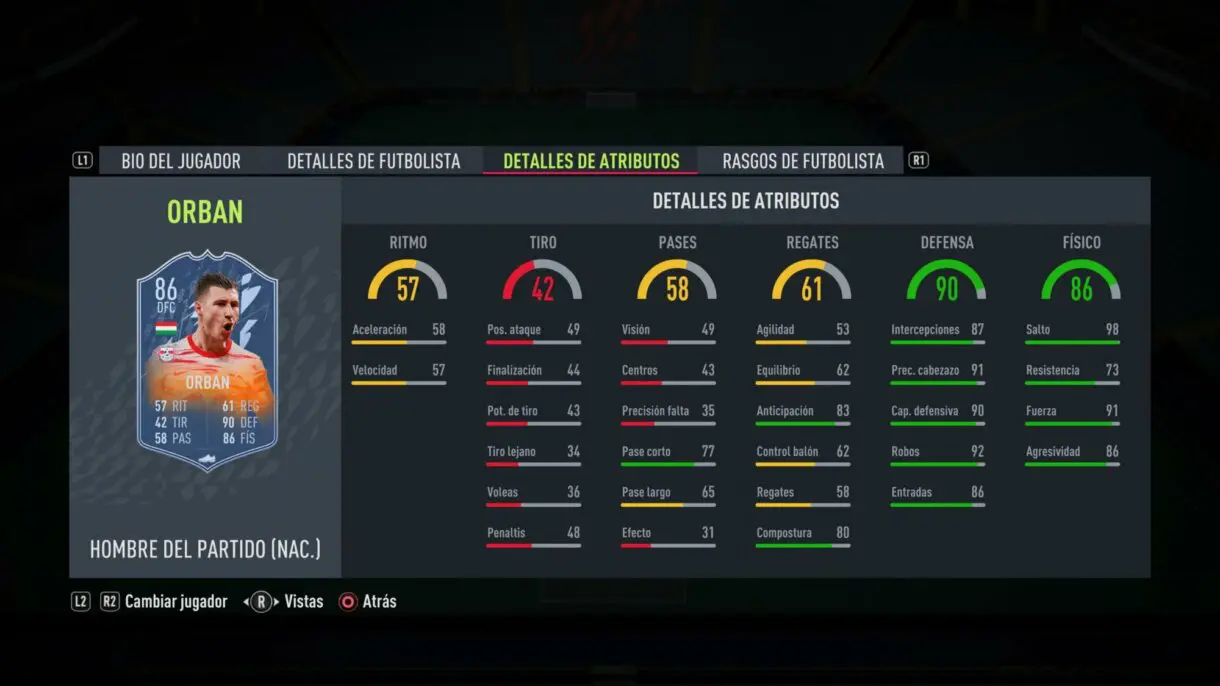 Stats in game Orban MOTM FIFA 22 Ultimate Team