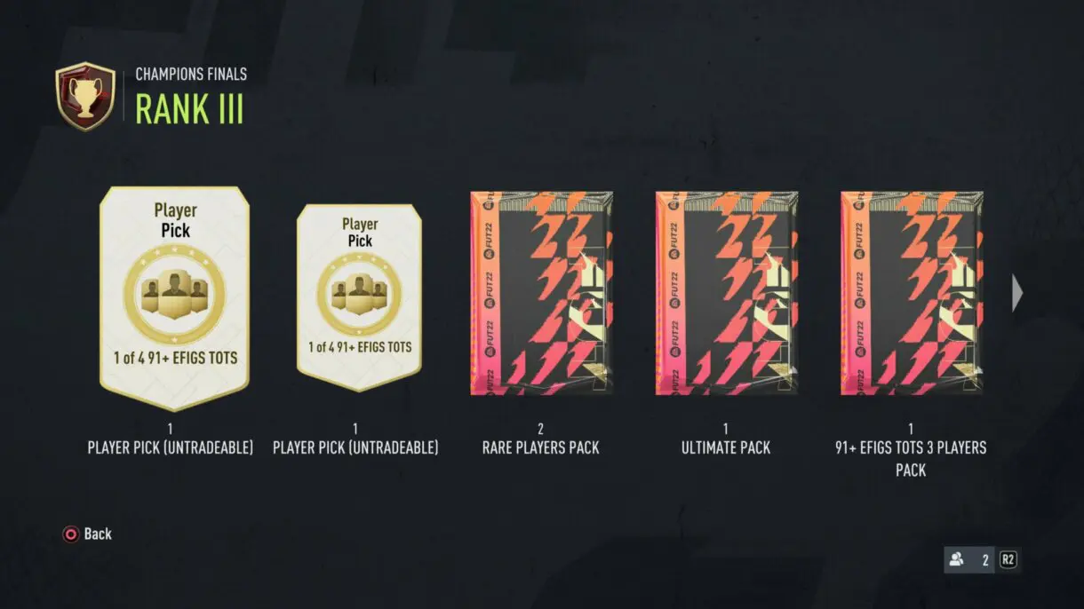 Descripción recompensas FUT Champions rango 3 FIFA 22 Ultimate Team