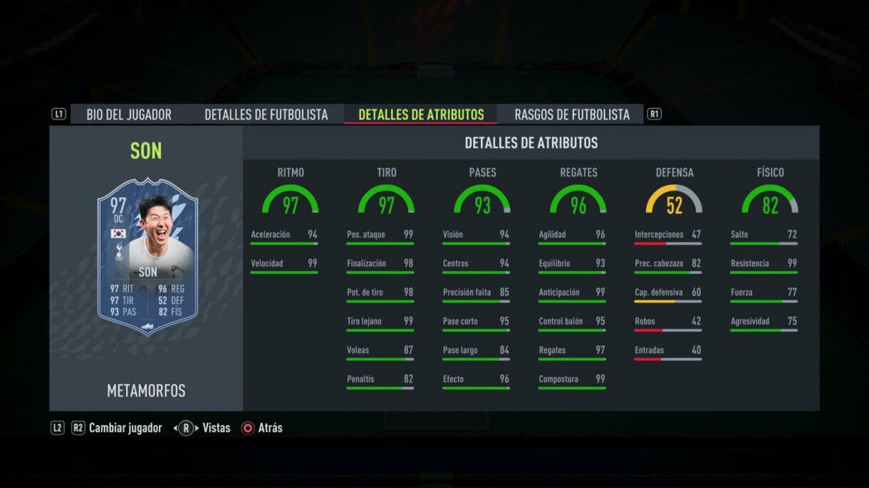 Stats in game Son Shapeshifters FIFA 22 Ultimate Team