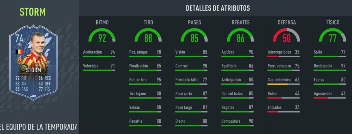 Stats in game Storm TOTS Moments FIFA 22 Ultimate Team