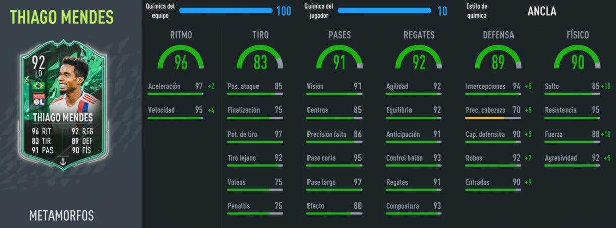 Stats in game Thiago Mendes Shapeshifters FIFA 22 Ultimate Team
