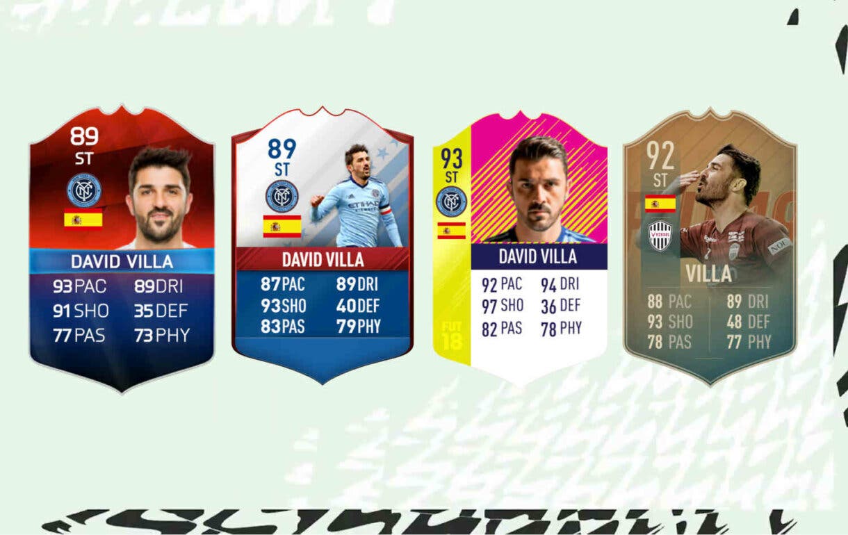 Algunas versiones especiales de David Villa en Ultimate Team (de FIFA 16 a FIFA 19)