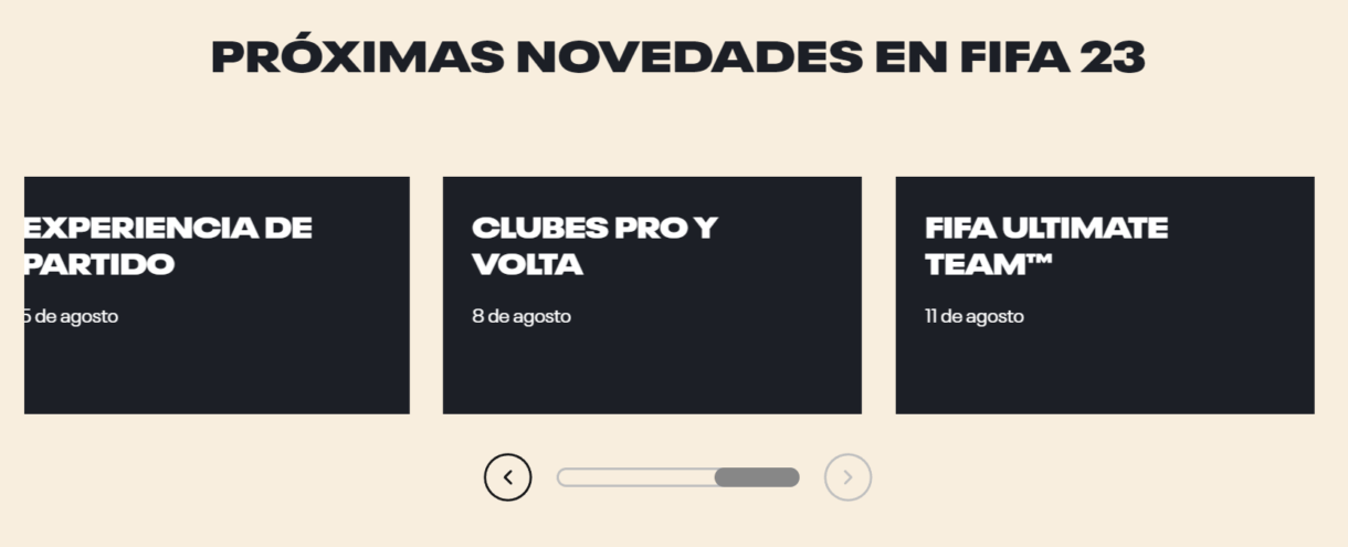 Fechas novedades FIFA 23 de experiencia de partido, Clubes Pro y Volta, y FIFA Ultimate Team.