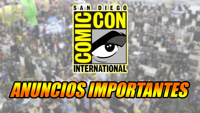 Logo de la Comic Con y texto de anuncios más importantes