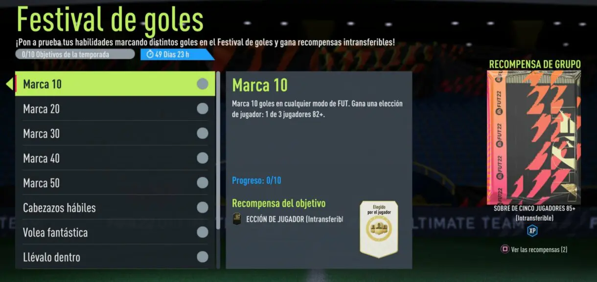 Hitos Festival de goles FIFA 22 Ultimate Team
