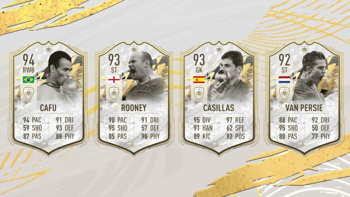 Cartas Icono Moments Cafú, Rooney, Casillas y Van Persie FIFA 22 Ultimate Team