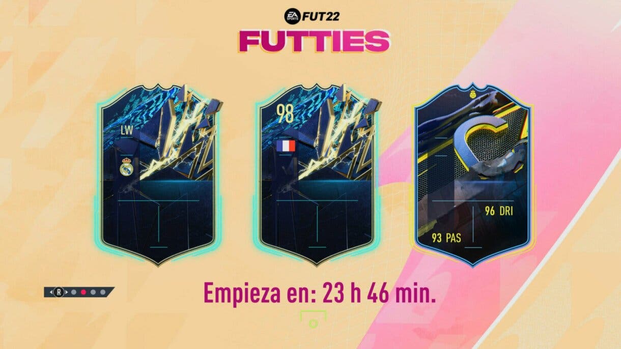 Pantalla de carga FUTTIES con dos cartas TOTS y un FUT Captains FIFA 22 Ultimate Team