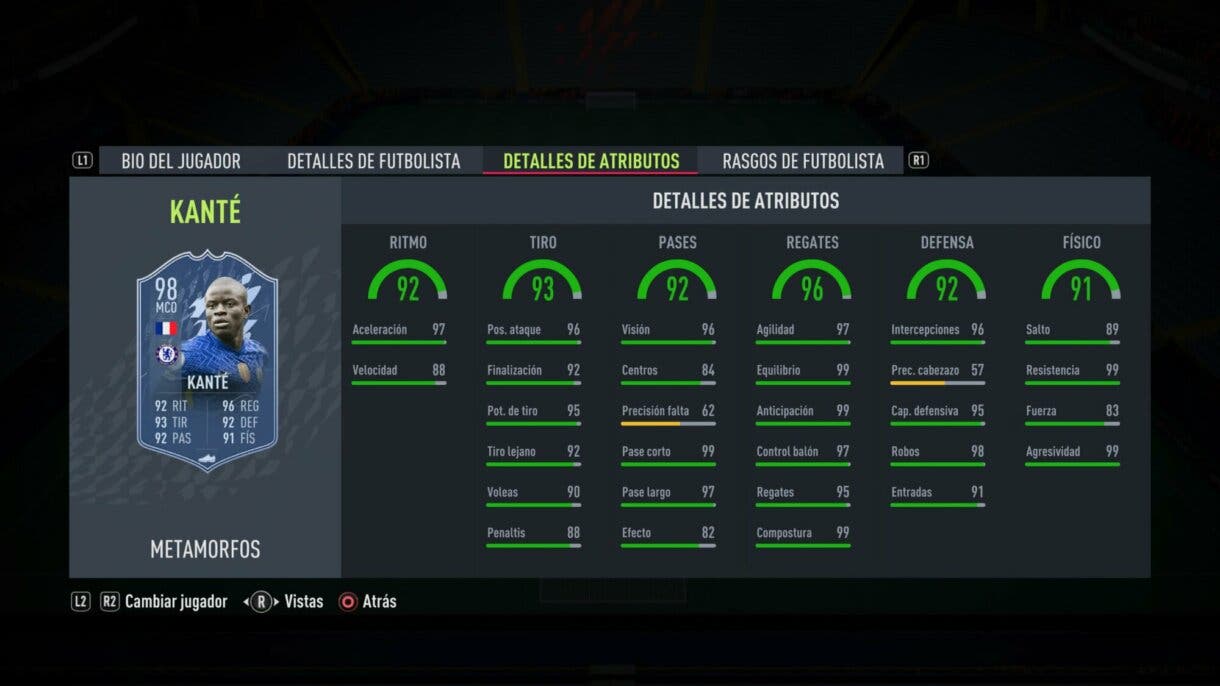 Stats in game Kanté Shapeshifters FIFA 22 Ultimate Team