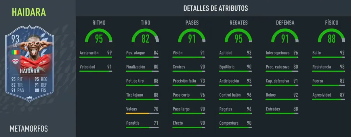 Stats in game Haidara Shapeshifters FIFA 22 Ultimate Team