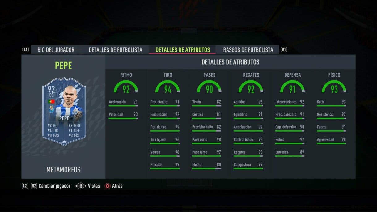 Stats in game Pepe Shapeshifters FIFA 22 Ultimate Team