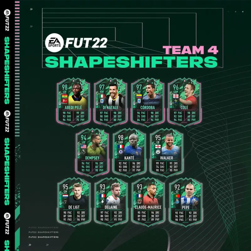 Cartas del cuarto equipo Shapeshifters FIFA 22 Ultimate Team