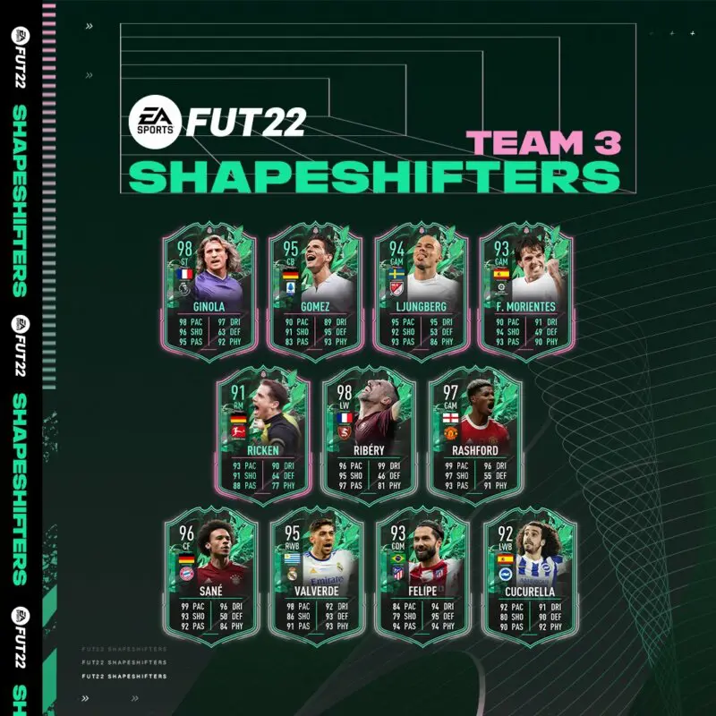 Cartas transferibles tercer equipo Shapeshifters FIFA 22 Ultimate Team