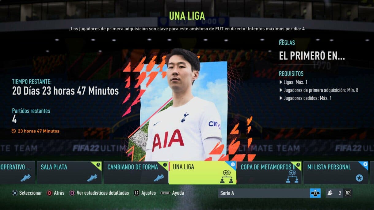 Información torneo online "Una liga" FIFA 22 Ultimate Team