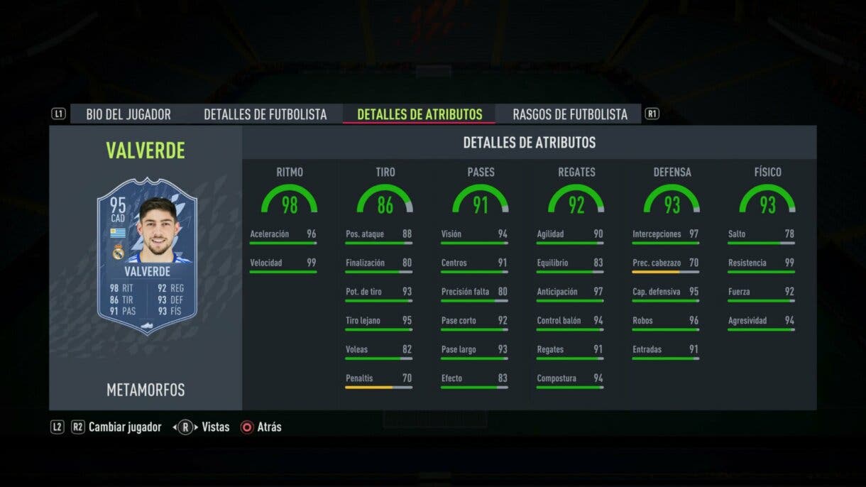 Stats in game Fede Valverde Shapeshifters FIFA 22 Ultimate Team