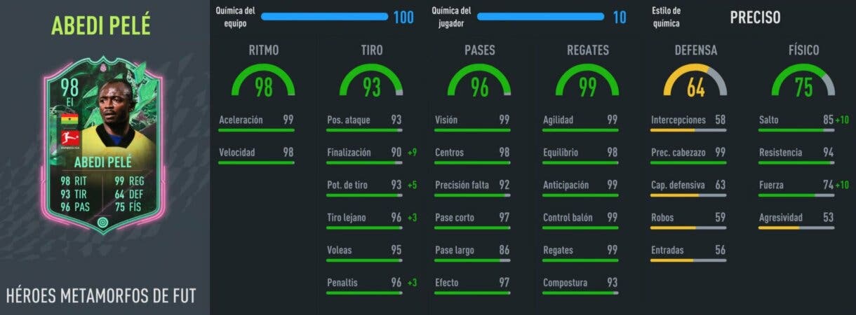 Stats in game Abedi Pelé FUT Heroes Shapeshifters FIFA 22 Ultimate Team
