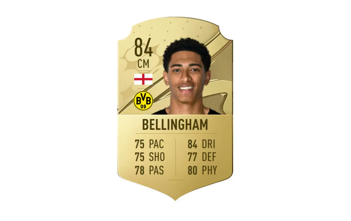 Hipotética carta Bellingham oro FIFA 23 Ultimate Team
