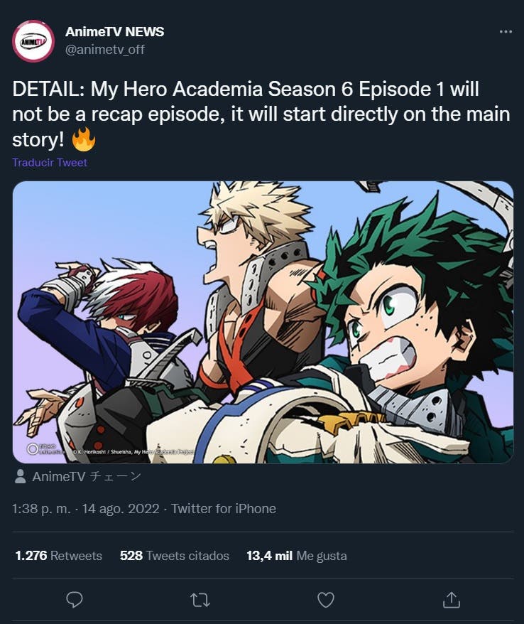 Temporada 6 My Hero Academia presentará su primer episodio muy pronto