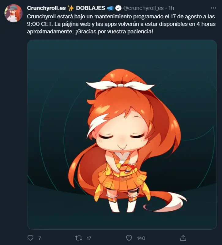 crunchyroll web mantenimiento