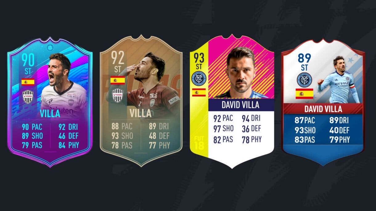 Ejemplos cartas especiales David Villa FIFA 17, 18, 19 y 20 Ultimate Team