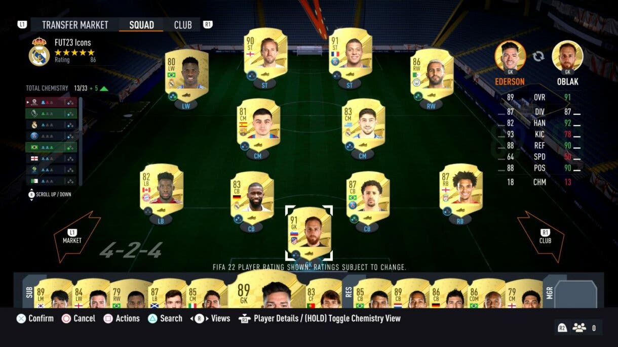Ejemplo plantilla FIFA 23 Ultimate Team