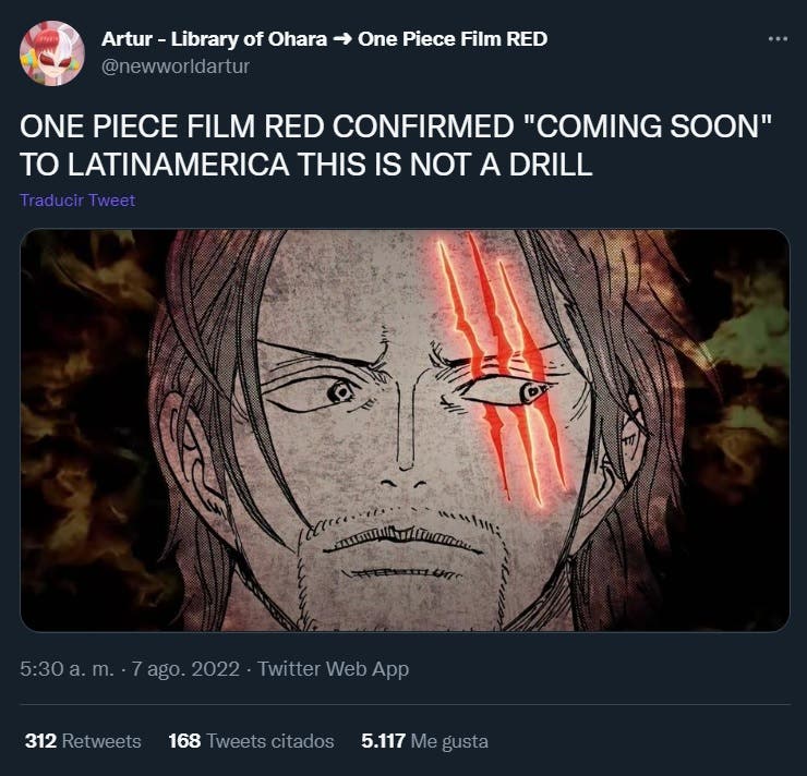 Se confirma el estreno de One Piece Film: RED en Latinoamérica