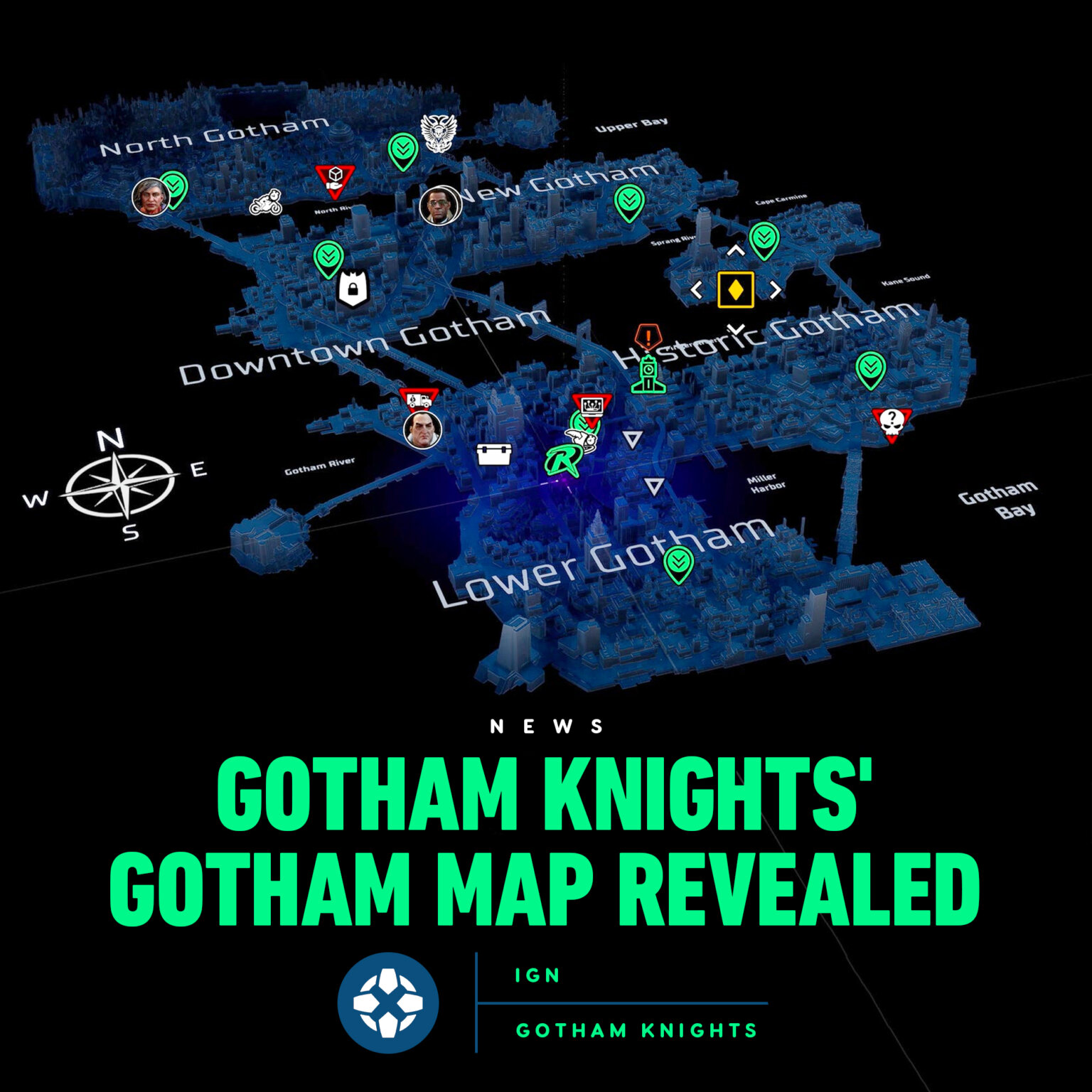 Gotham Knights revela al completo el mapa del juego y las zonas que