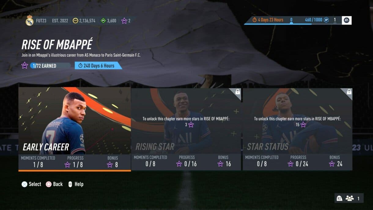Ejemplo Historia de FUT Moments (El ascenso de Mbappé) FIFA 23 Ultimate Team