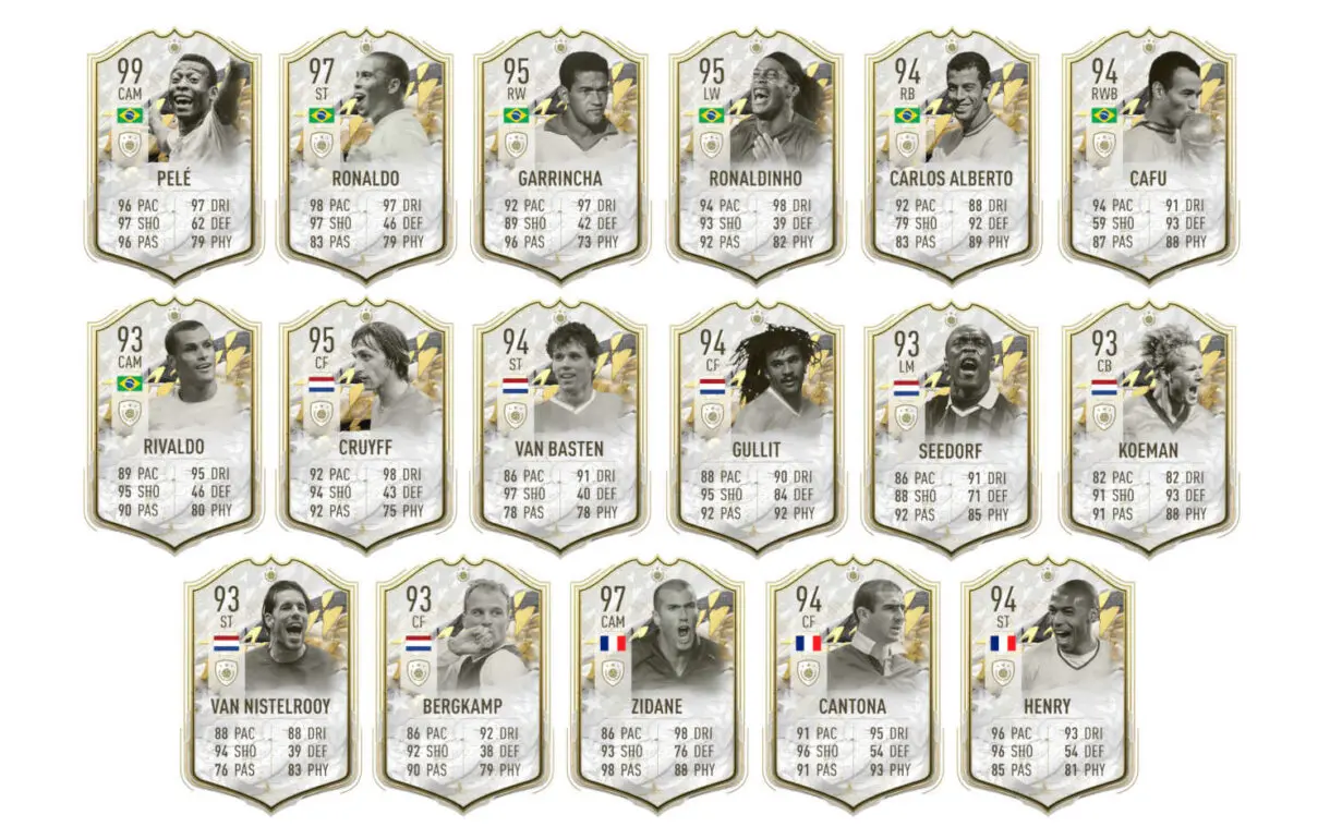 Cartas Iconos Moments +93 Brasil, Francia, Países Bajos FIFA 22 Ultimate Team