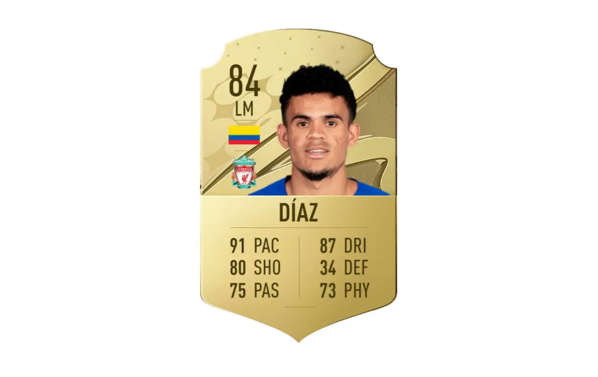 Hipotética carta Luis Díaz oro FIFA 23 Ultimate Team