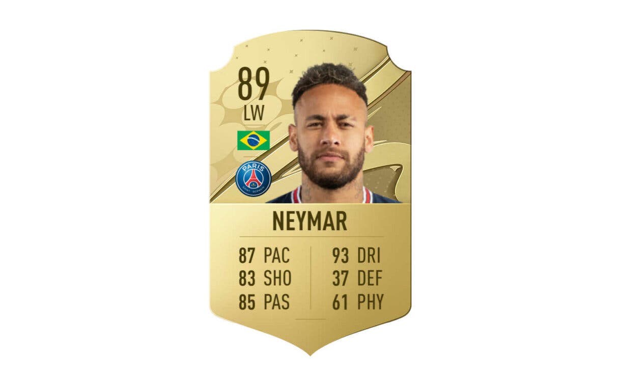 Hipotética carta Neymar oro FIFA 23 Ultimate Team