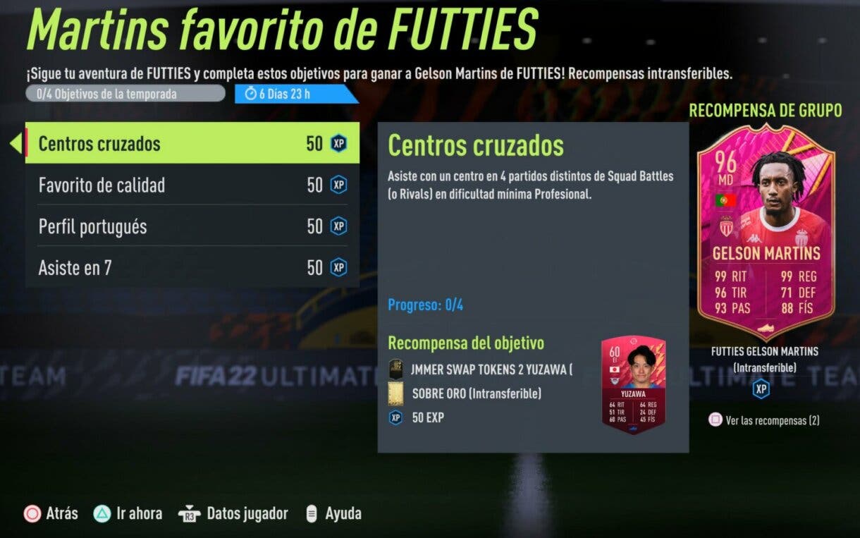 Objetivos Gelson Martins FUTTIES FIFA 22 Ultimate Team
