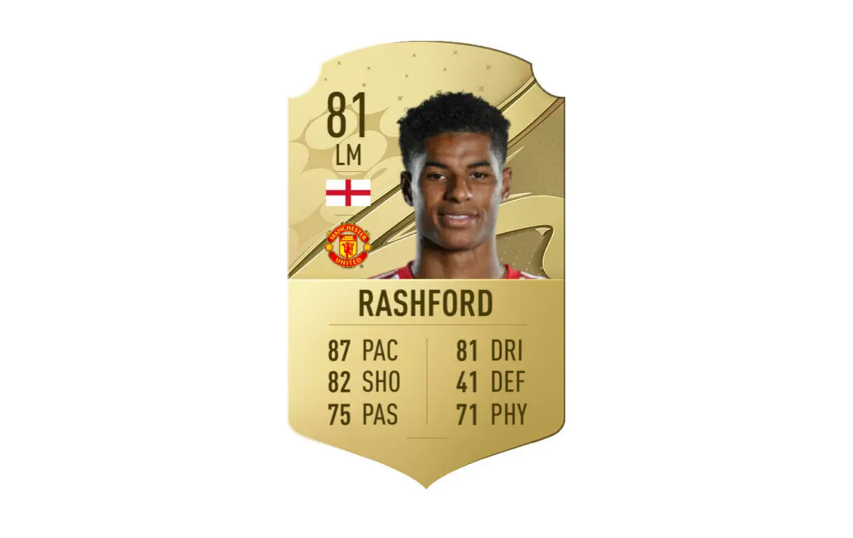 Hipotética carta Rashford oro FIFA 23 Ultimate Team