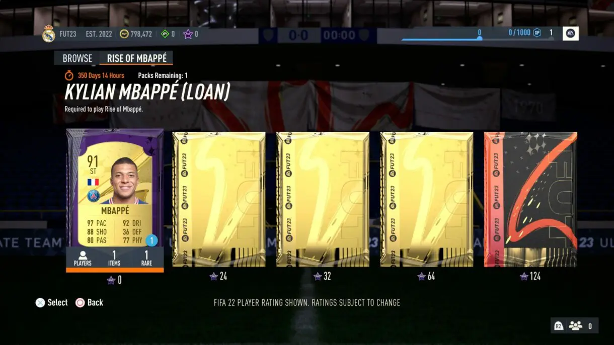 Ejemplo recompensas FUT Moments FIFA 23 Ultimate Team