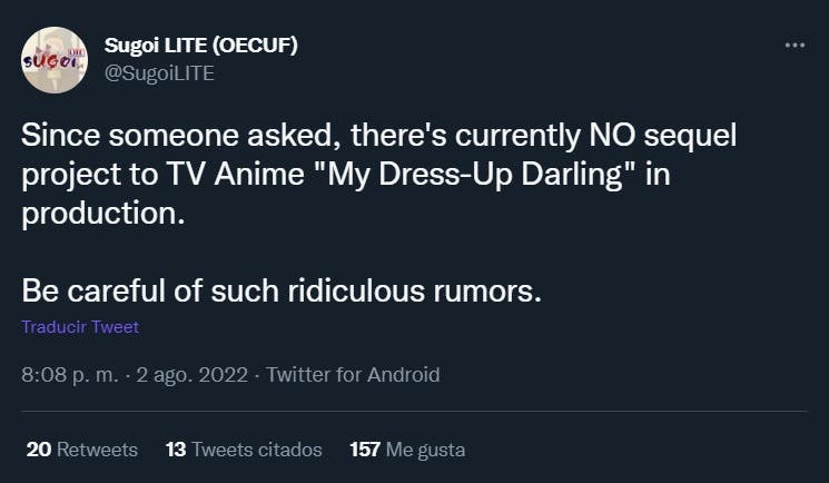 My Dress-Up Darling: la temporada 2 del 'anime' está en desarrollo