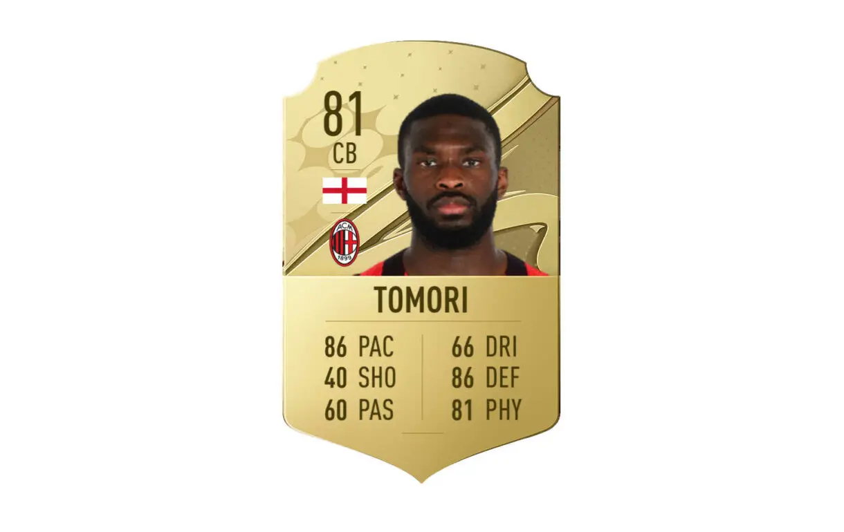 Hipotética carta Tomori oro FIFA 23 Ultimate Team